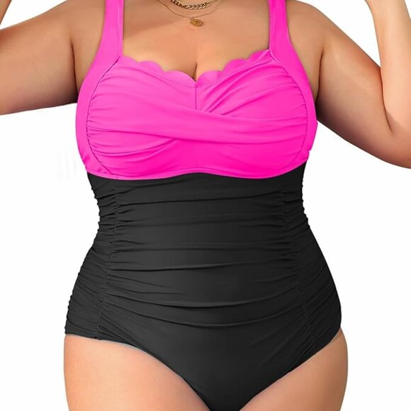Aqua Eve Plus Size Tummy Control One Piece Swimsuit 22W - Picture 1 of 4